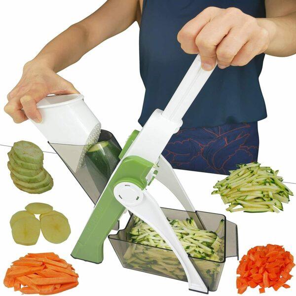 4 In 1 Vegetable Cutter Chopper Adjustable Multi-function Drum Cutter Vertical Vegetable Cutter Kitchen Shredder Grater Artifact - Shumeldi