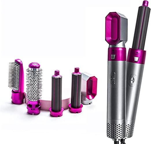 Hair Dryer Brush 5 In 1 Electric Blow Dryer Hair Comb Curling Wand Detachable Brush Kit Negative Ion Straightener Hair Curler - Shumeldi