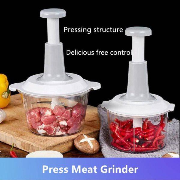 Manual Food Chopper, Multifunctional Vegetable Cutter, Speedy Chopper, Hand Press Manual Speedy Chopper, Multifunctional Vegetable Cutter – 2l - Shumeldi