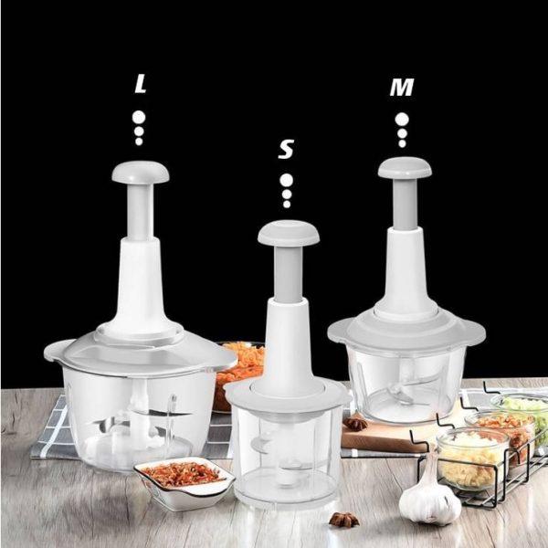 Manual Food Chopper, Multifunctional Vegetable Cutter, Speedy Chopper, Hand Press Manual Speedy Chopper, Multifunctional Vegetable Cutter – 2l - Shumeldi