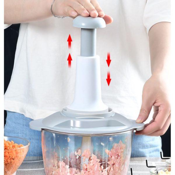 Manual Food Chopper, Multifunctional Vegetable Cutter, Speedy Chopper, Hand Press Manual Speedy Chopper, Multifunctional Vegetable Cutter – 2l - Shumeldi