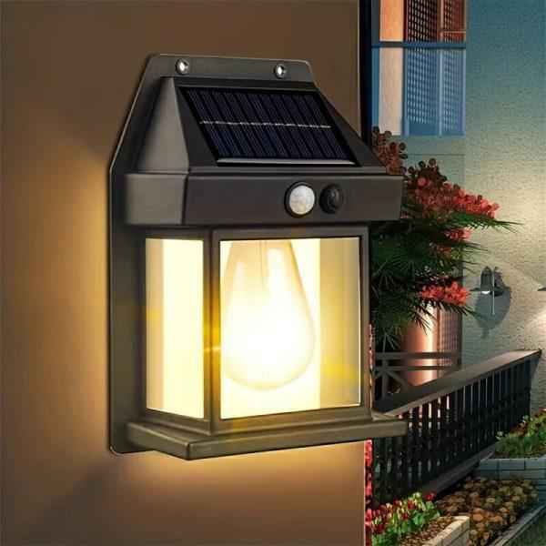 New Solar Tungsten Filament Lamp Outdoor Waterproof Intelligent Induction Wall Lamp Courtyard Garden Villa Lighting Night Light(random Color ) - Shumeldi